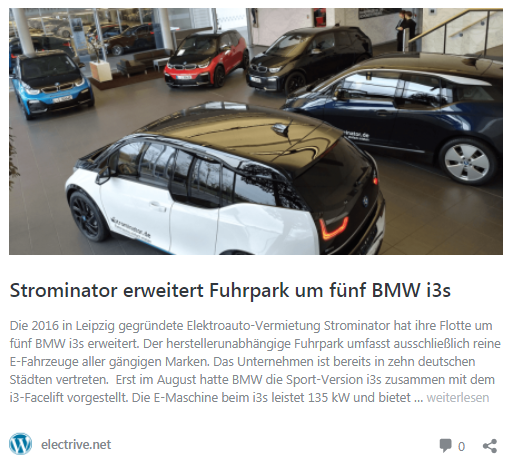 Electrive.net Strominator - BMW i3s Fuhrparkerweiterung Flottenmanagement