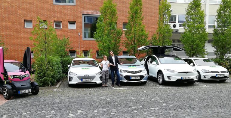 Fünf Elektroautos der E-Auto-Vermietung nextmove