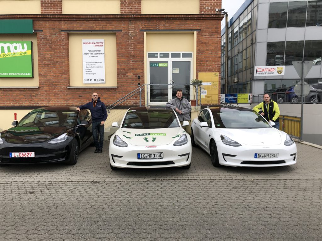 Tesla-Fahrzeuge aus der nextmove-Flotte