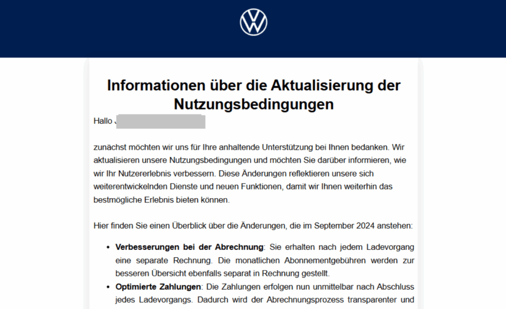Elli-AGB-Änderung, Mail an Kunden