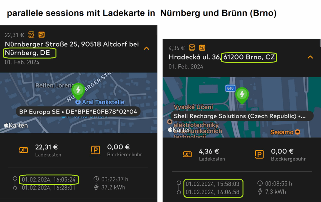 Screenshots aus der Kunden-App mit betrügerischen Umsätzen