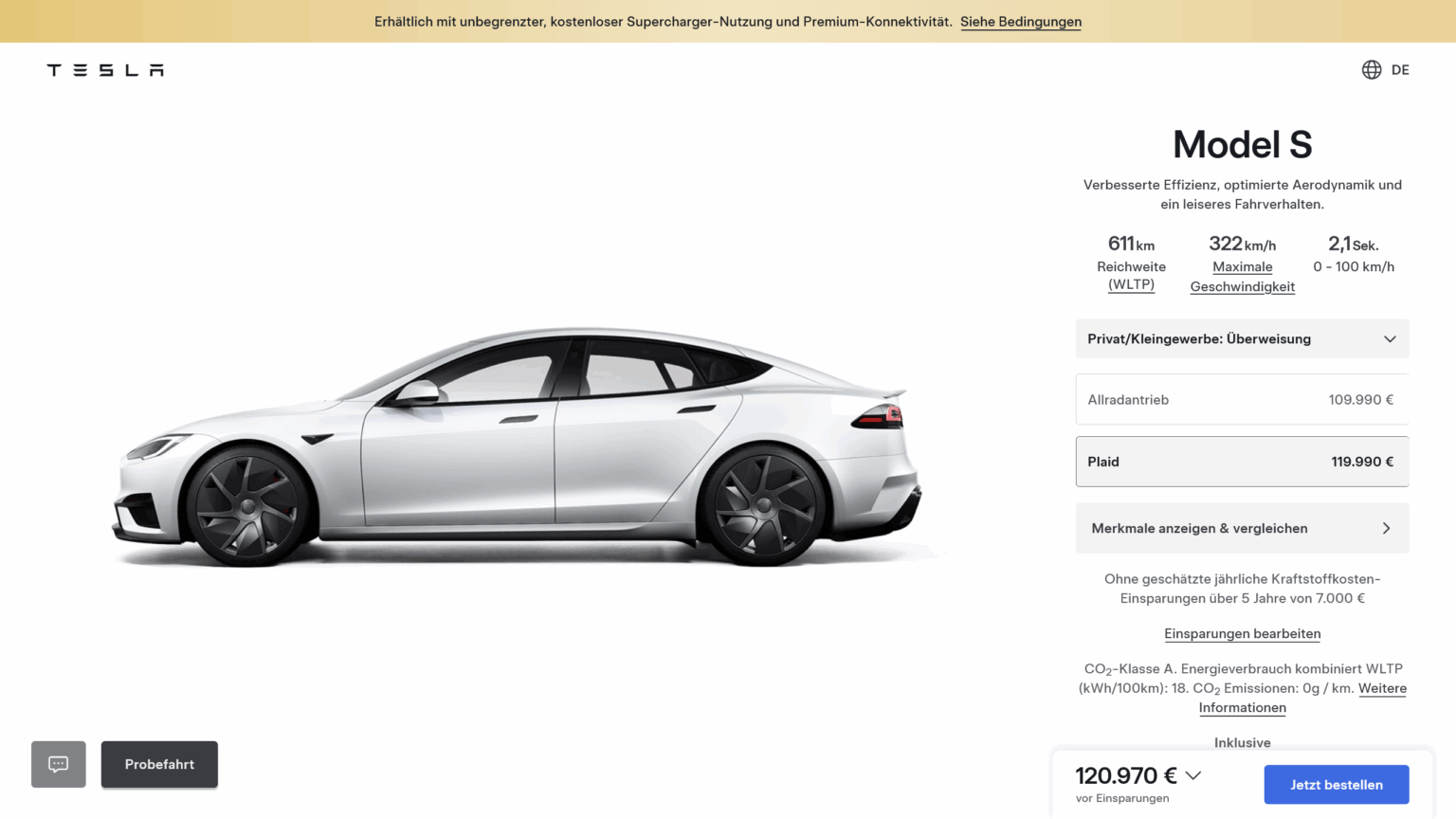 Tesla Model S Konfigurieren