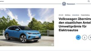 Screenshot Pressemitteilung VW