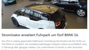 Electrive.net Strominator - BMW i3s Fuhrparkerweiterung Flottenmanagement