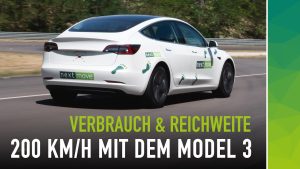 Tesla Model 3 bei 200 kmh - Reichweite und Verbrauch